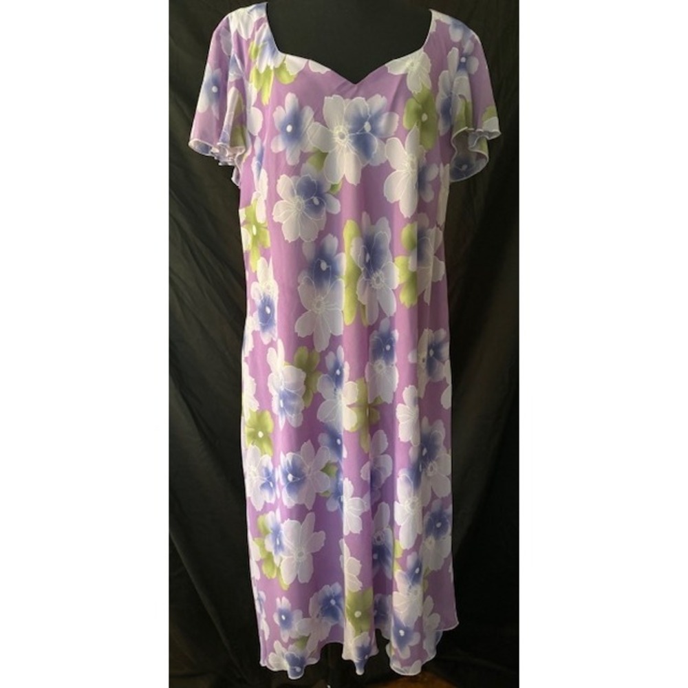 Believe Woman Purple Floral Sweetheart Flutter Sleeve Midi Dress Plus Size 20W